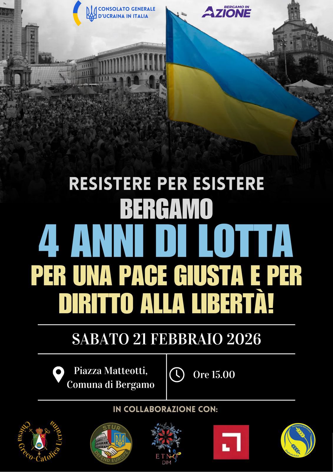 locandina evento | 4 anni di lotta per una pace giusta e per diritto alla libertà!